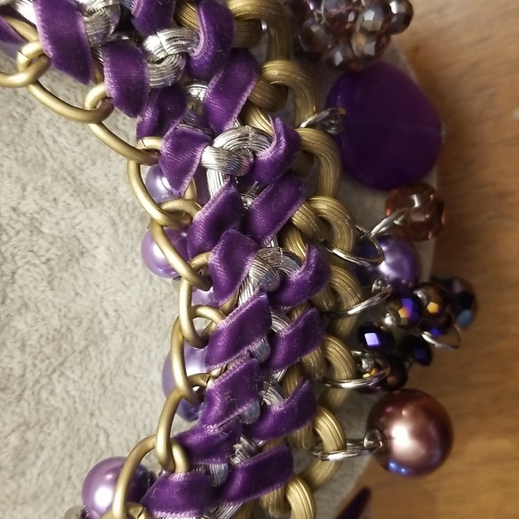 Gorgeous Bold, Large golden and purple statement necklace - Picture 8 of 8